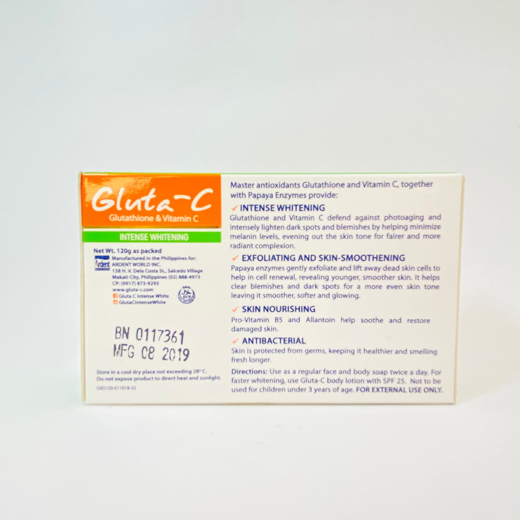 GLUTA-C GLUTATHIONE & VITAMINC SOAP (INTENSE WHITENING) 120grams — image 3